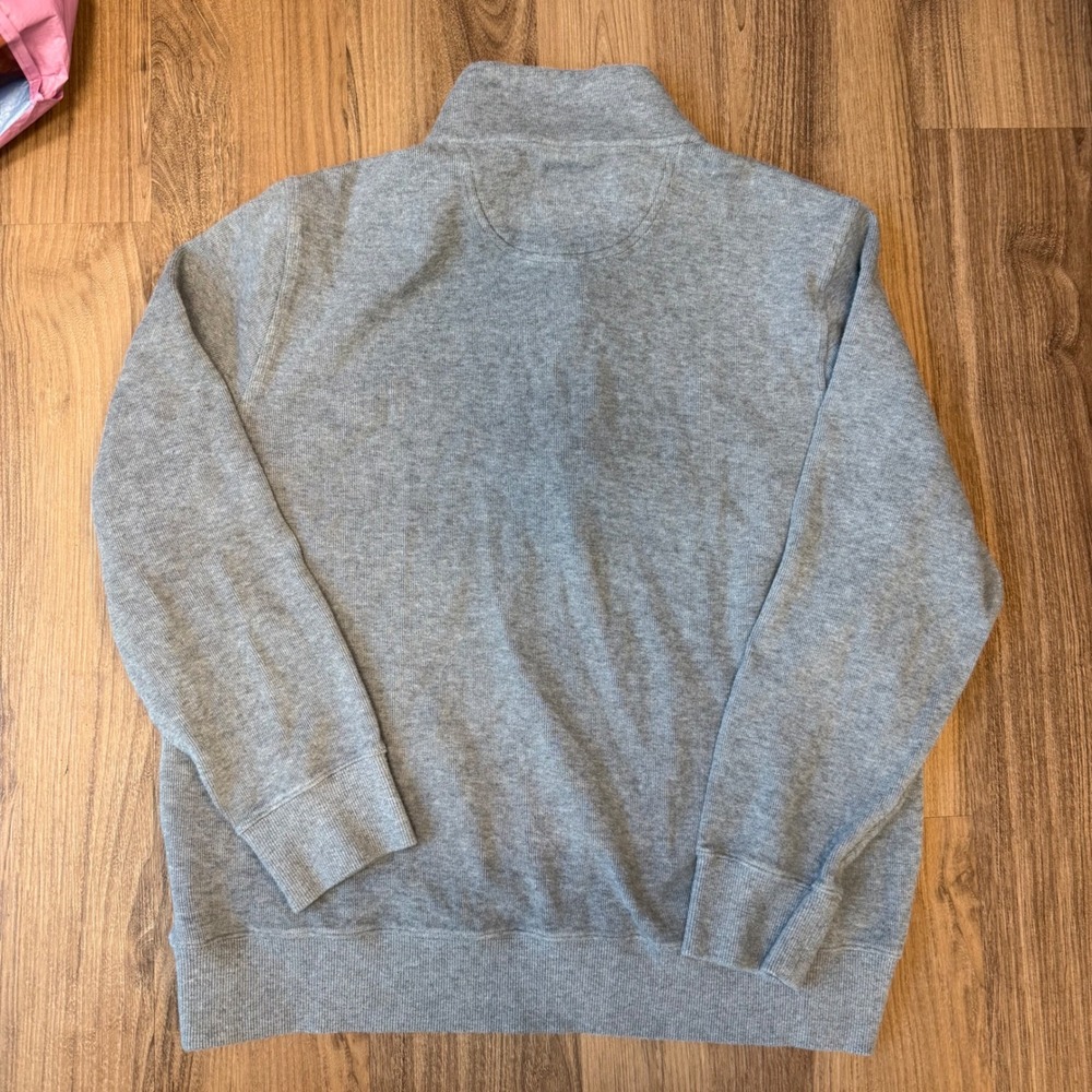 Brooks Brothers Mens XL Heather Gray Quarter Zip Cotton Pullover Sweater - Picture 2 of 12